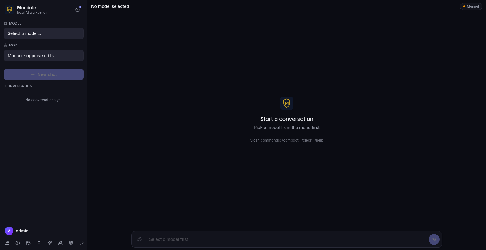 The Mandate chat workspace